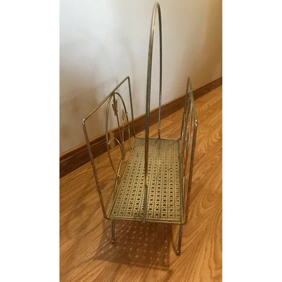 Magazine Rack With Maple Leaf Design Vintage Sturdy 15" MCM Elegant Timeless - Picture 12 of 12